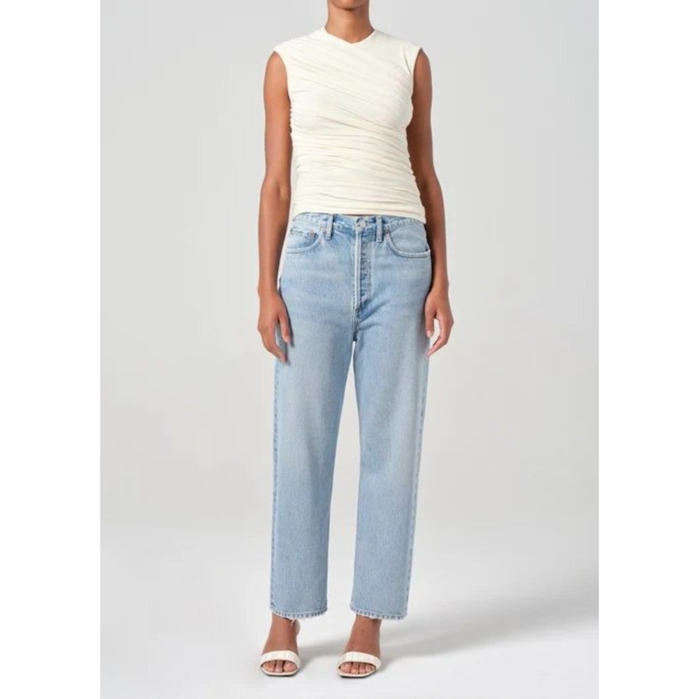 NEW Agolde 90's Jean Women 32 Light Wash Denim Straight High Rise Minimalist